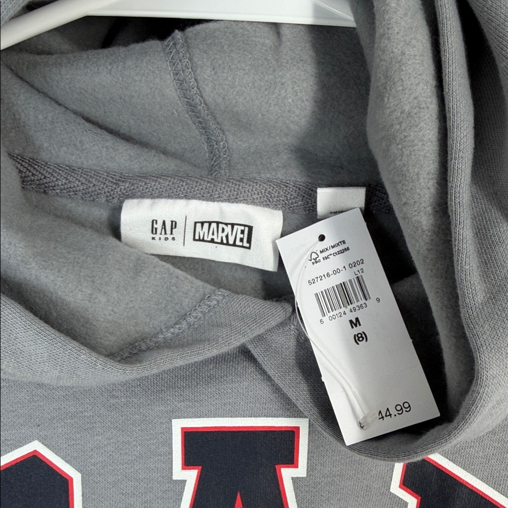 GAP Marvel Charcoal Hoodie with Spider-Man Design - Kids M - Picture 2 of 6